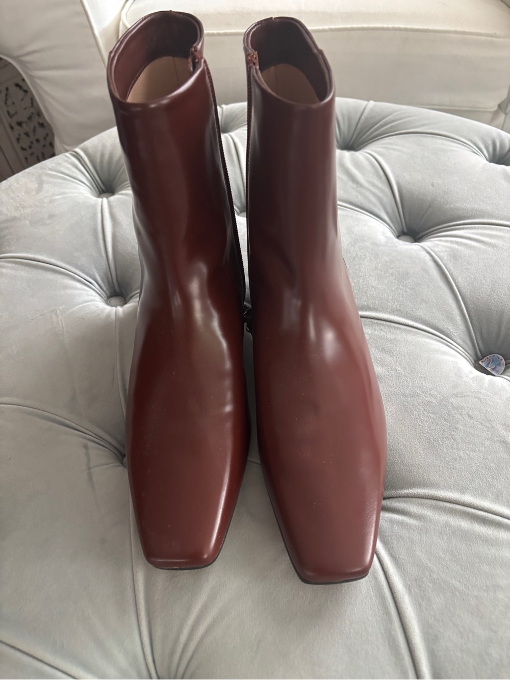 J. Crew Women's Square-Toe Leather Ankle Boots - Oxblood - Picture 5 of 5